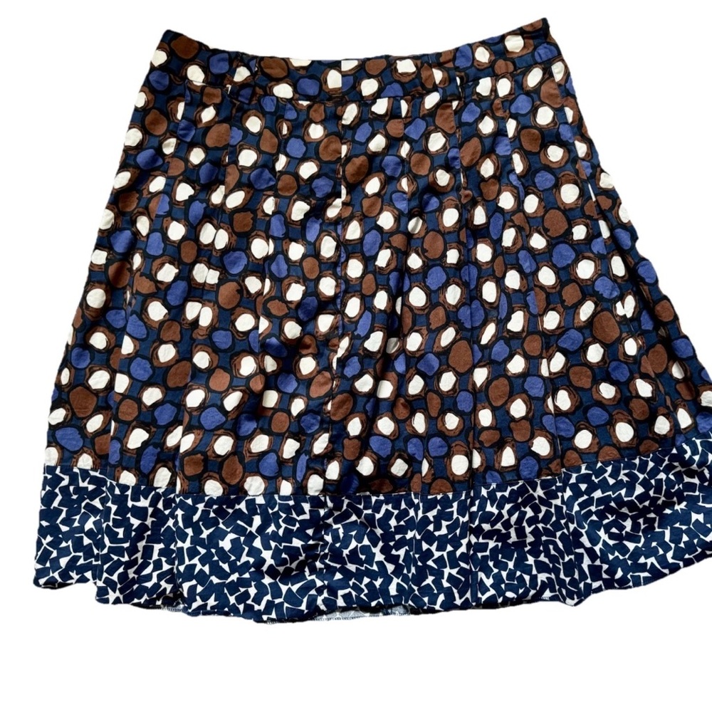 Vintage A-Line Focus 2000 Petite Women’s Size 14P Blue/Brown Pleated Midi Skirt